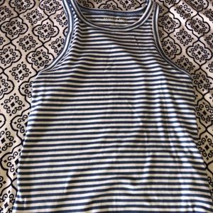 White and blue ribbed tank top from American eagle